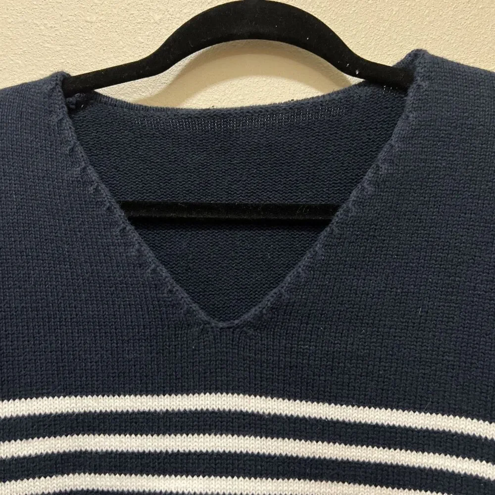 Women’s Nautical Sweater Stripes Anchor Old Money Sailing Beach - Picture 4 of 6